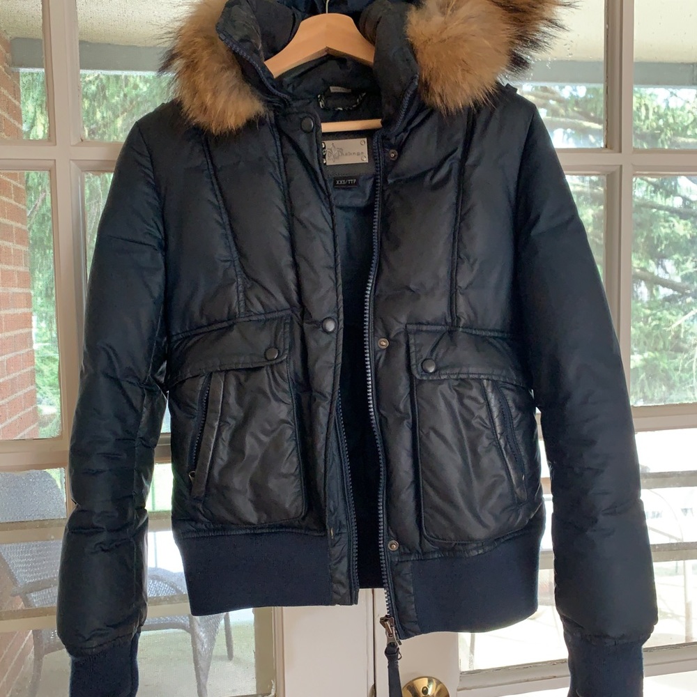 Mackage down jacket with fur-trim hood. collar. Barely worn. Super warm!